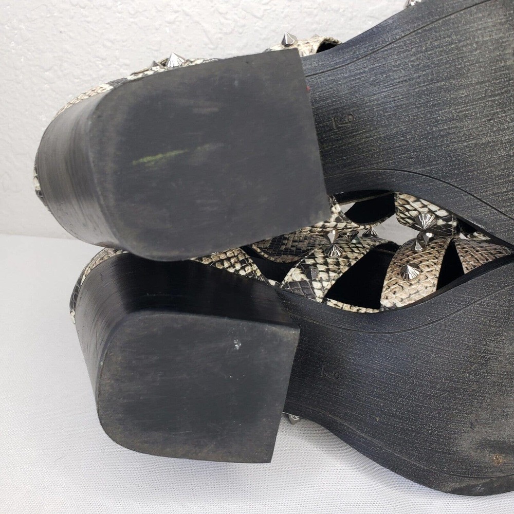 Sam Edelman Elana Boots Studded Snake Print Cagged Lace Up Heel Booties - Picture 11 of 14